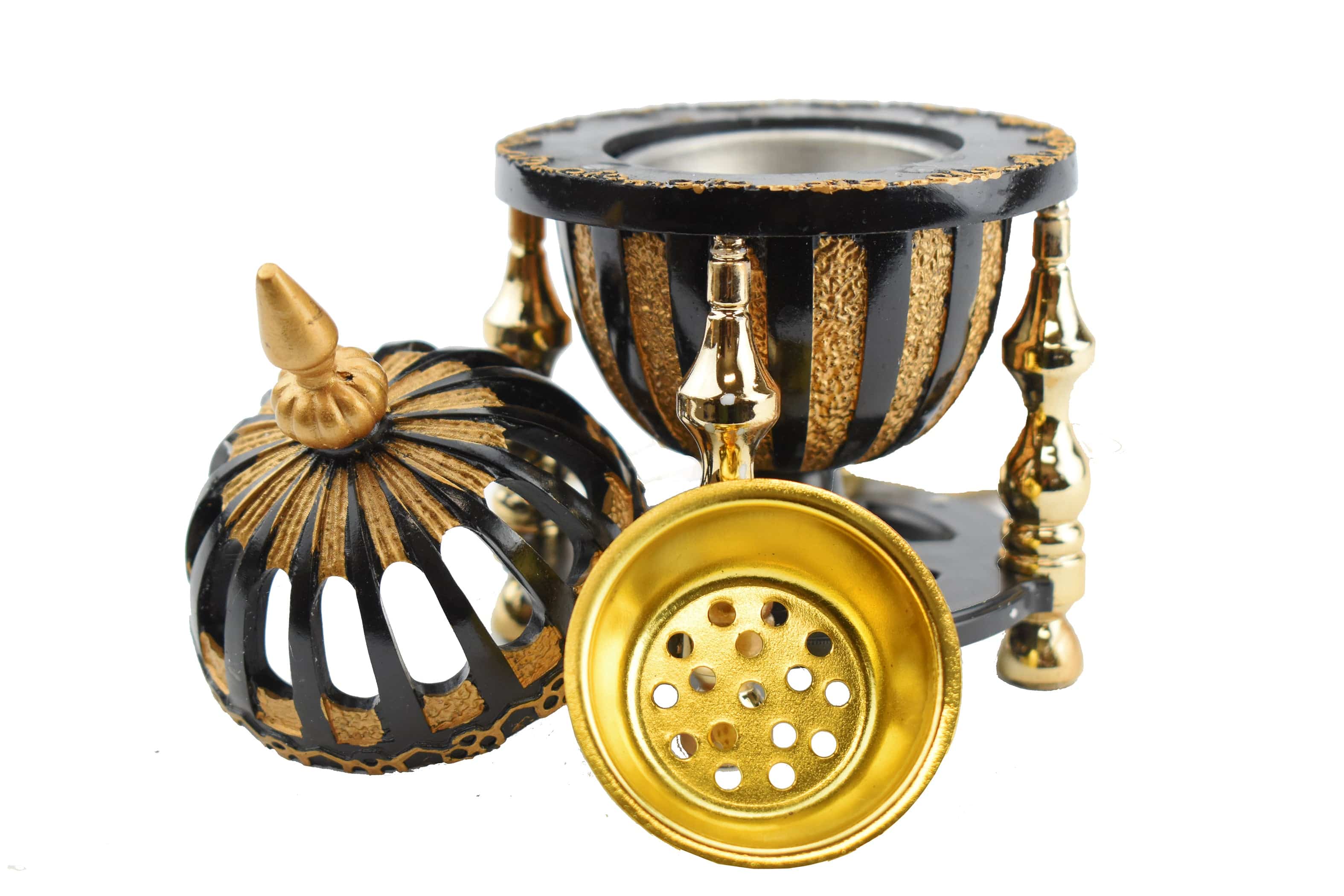 4 Pillar Resin Dome Style Incense Bakhoor/Oud Burner - Black - Image 3