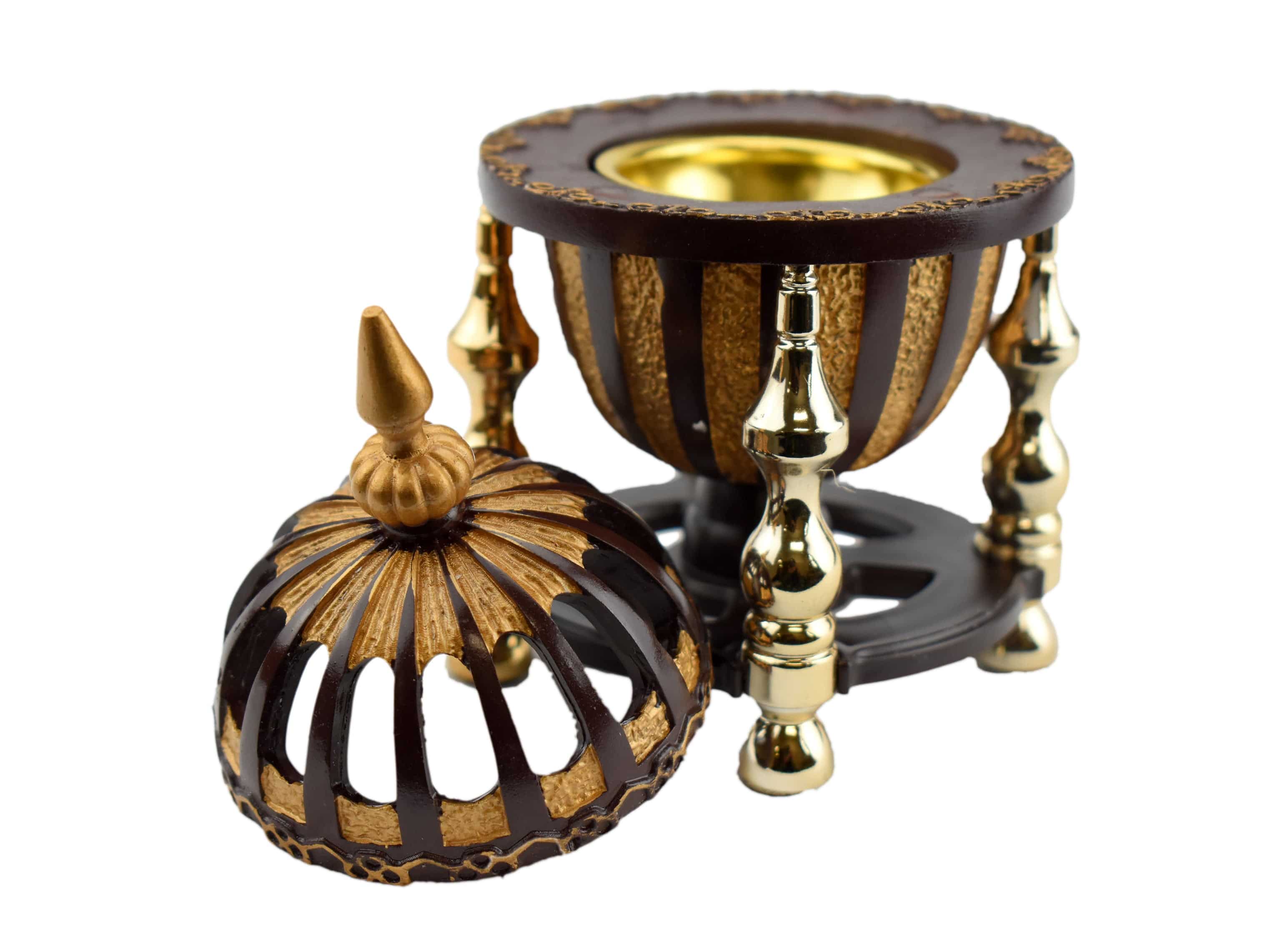 4 Pillar Resin Dome Style Incense Bakhoor/Oud Burner - Brown - Image 4