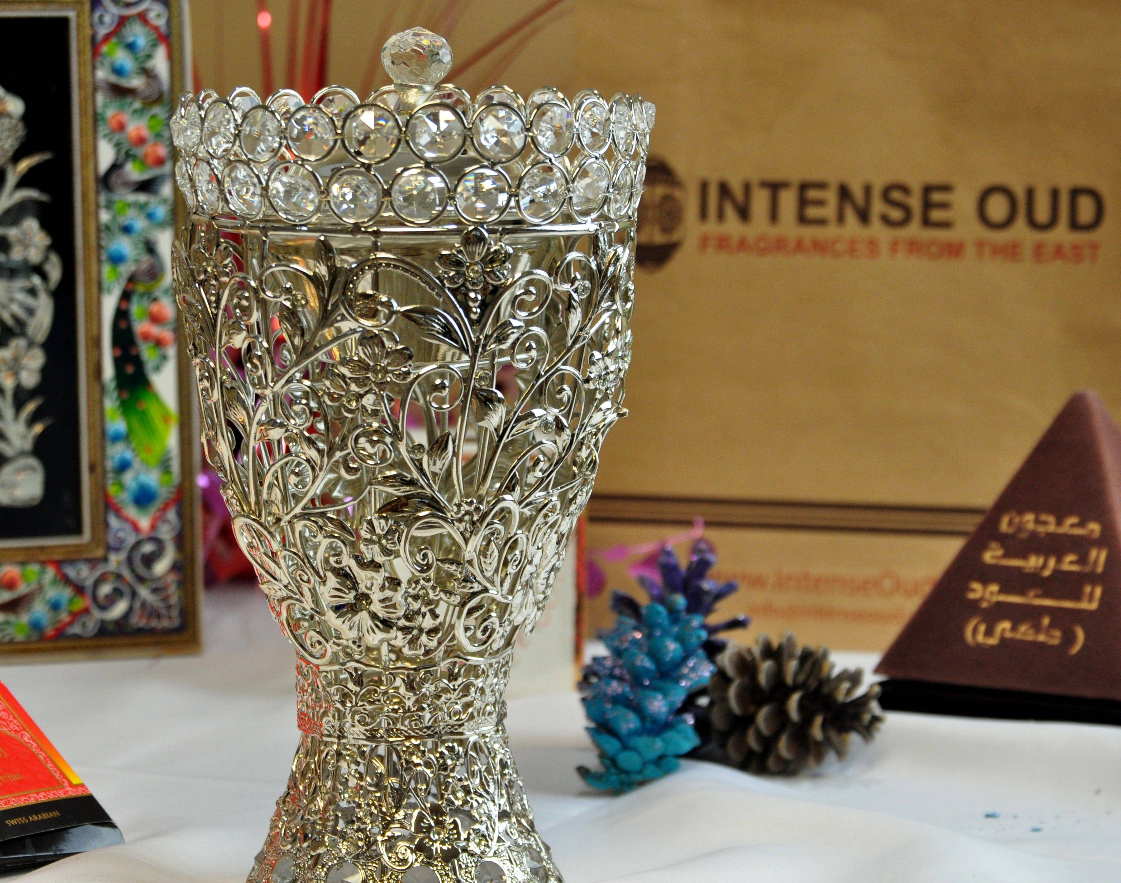 Arab Incense Bakhoor Burner - 10 inch Silver by Intense Oud - Image 4
