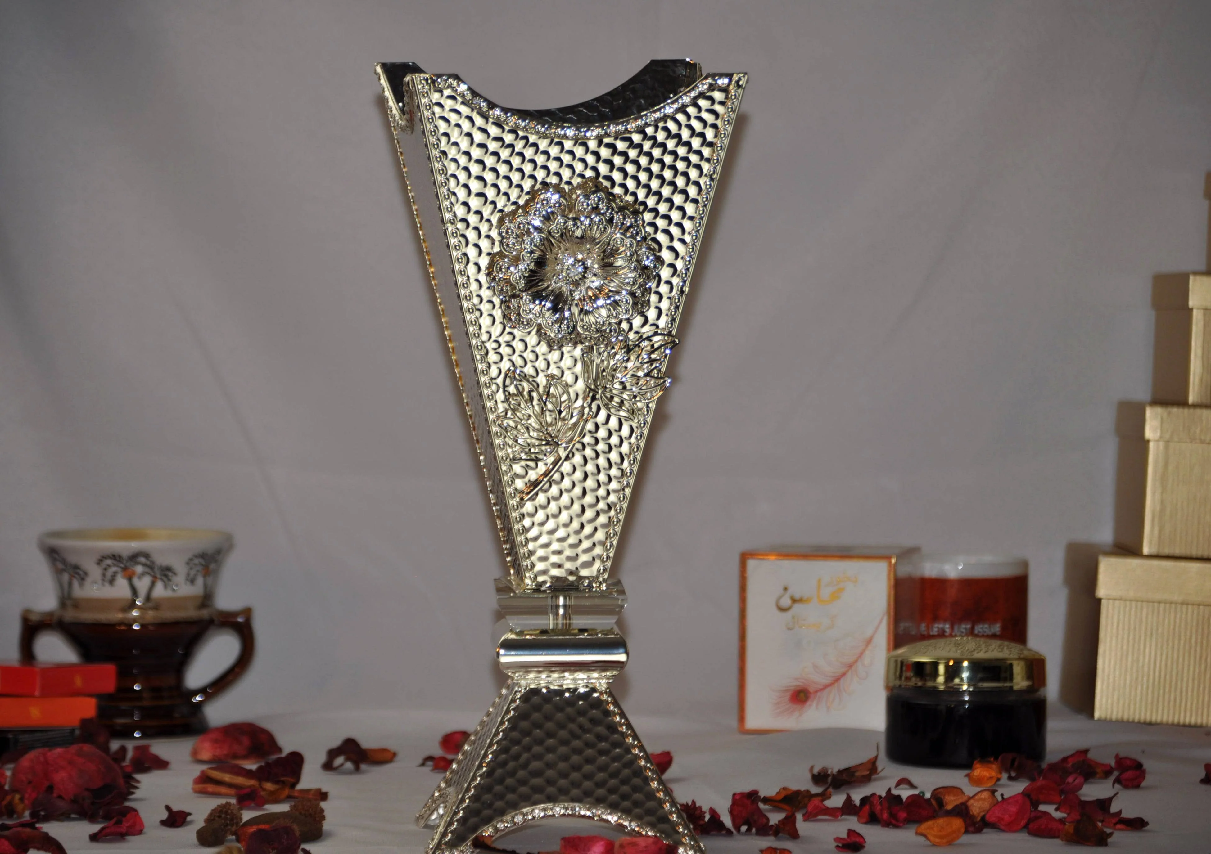 Arab Incense Bakhoor Burner - 15 inch Silver by Intense Oud - Image 2