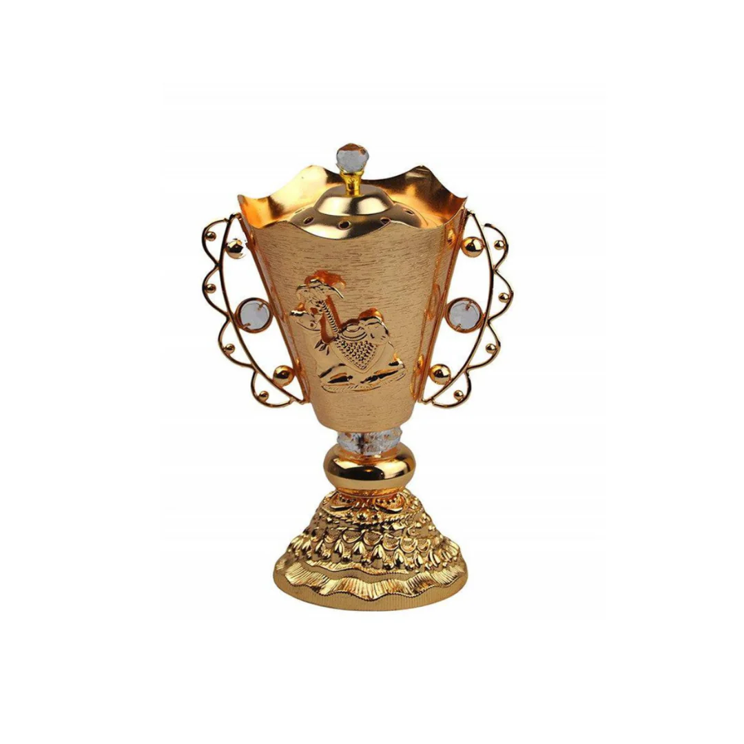 Arab Incense Bakhoor Burner - 8 inch Golden by Intense Oud - Image 5