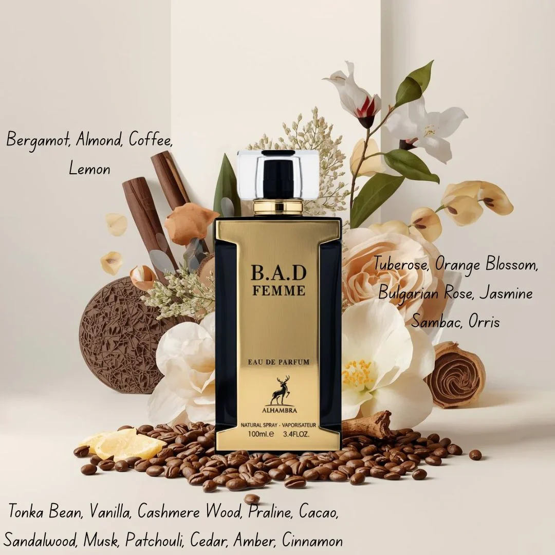 B.A.D. Femme Eau de Parfum Spray 100ml (3.4 oz) by Maison Alhambra - Image 4