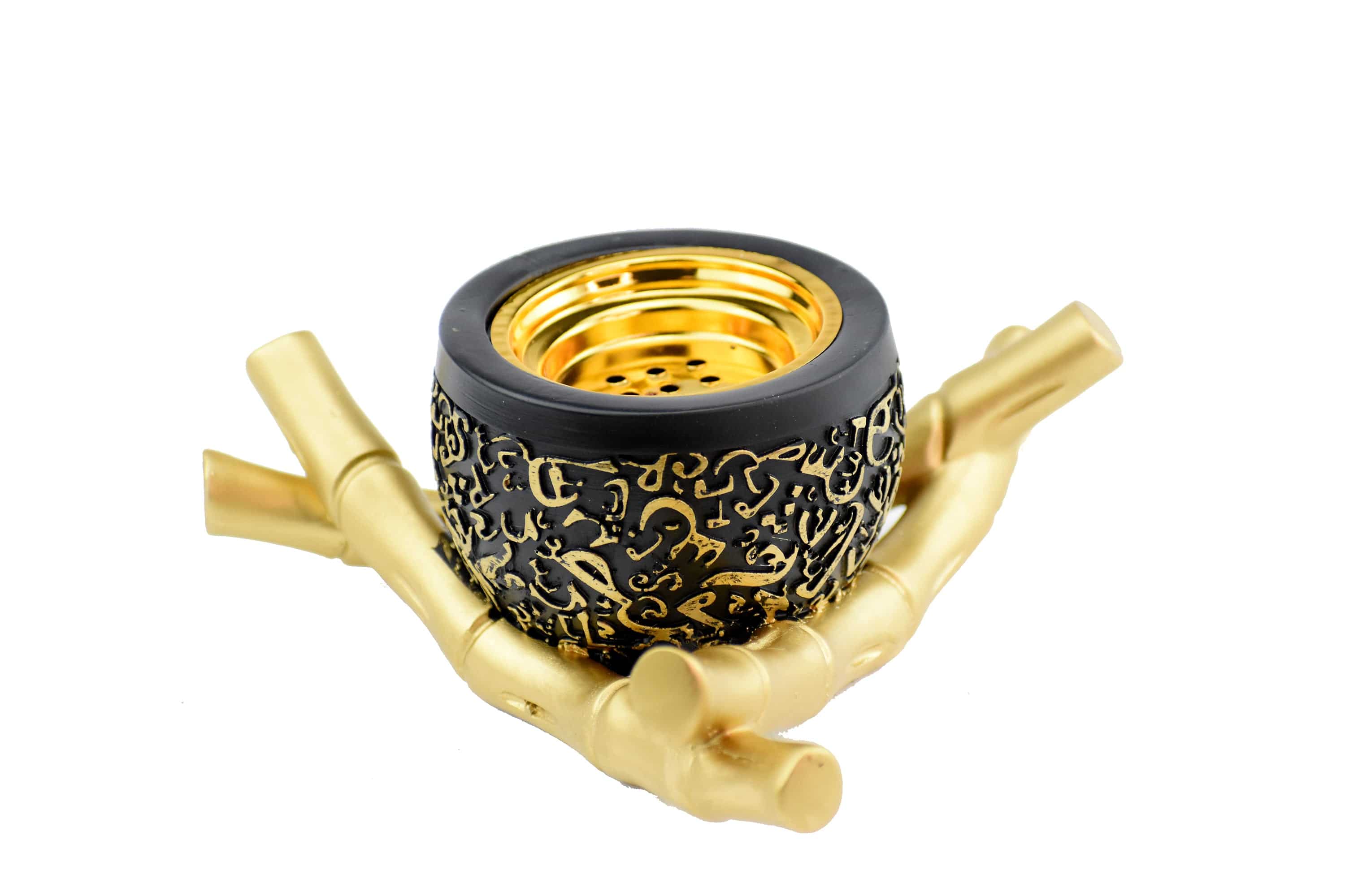 Bamboo Trangle Arabic Script Incense Bakhoor Burner - Black