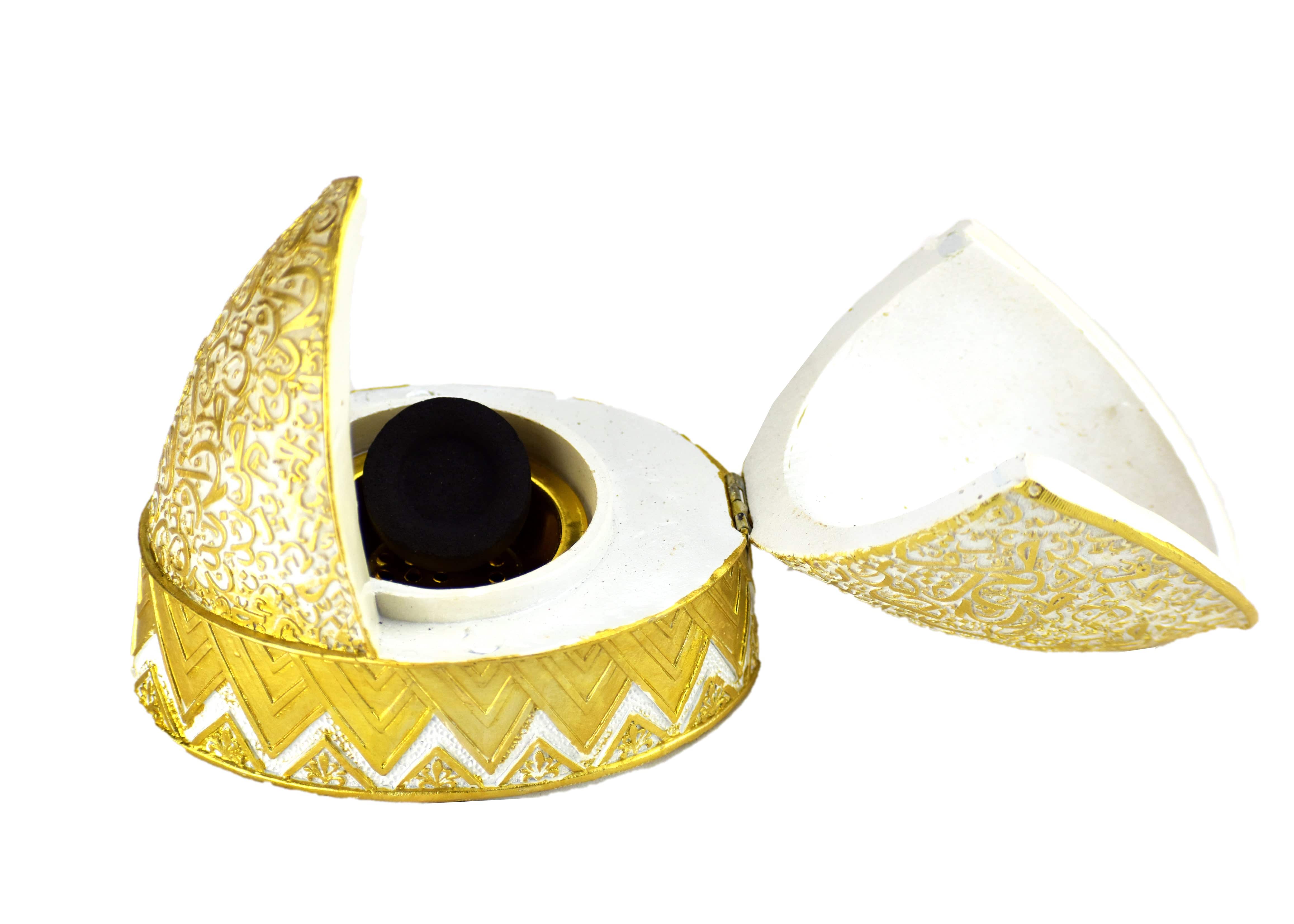 Calligraphy Arched Beehive Dome Style Closed Incense Bakhoor Burner - White - Image 4