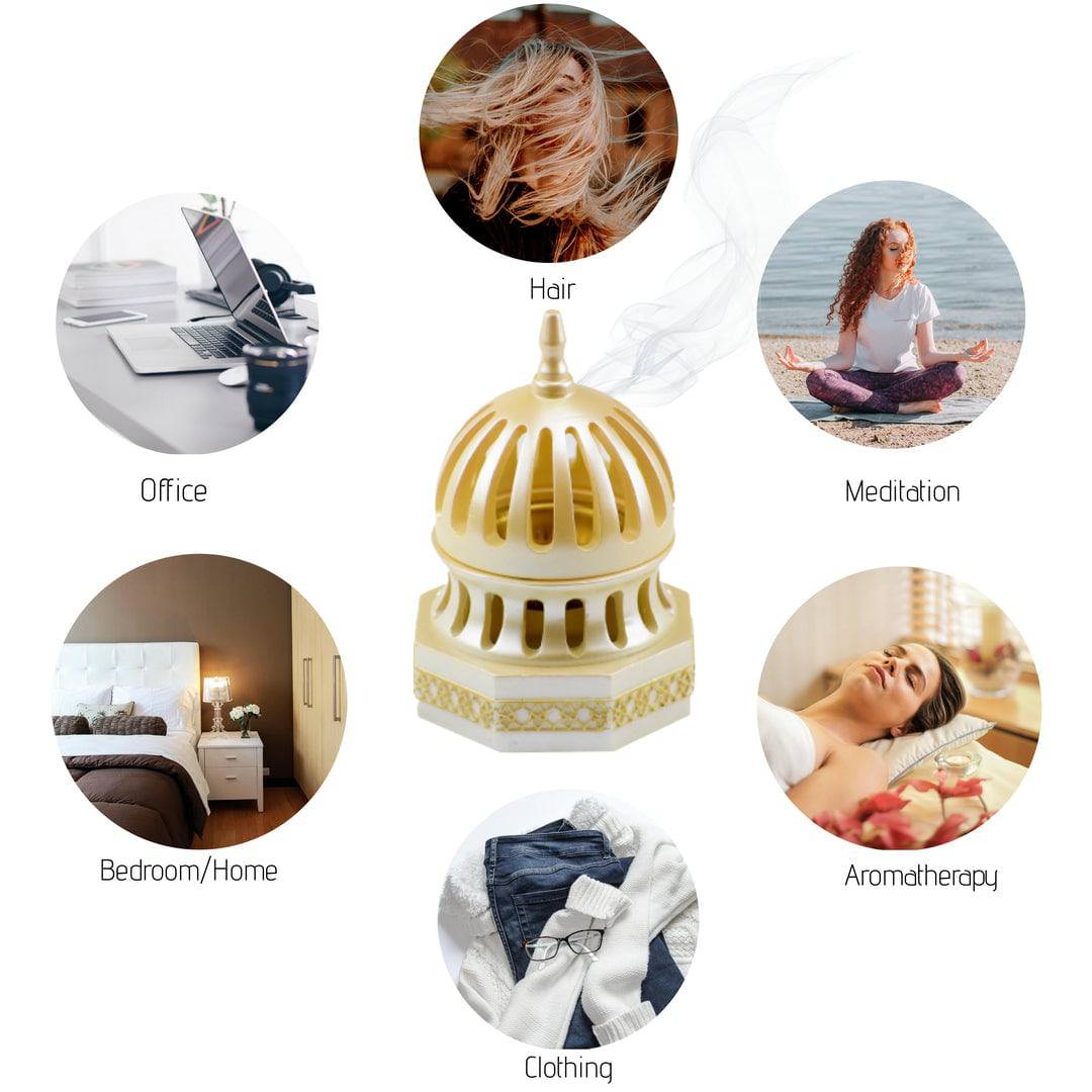 Classic Traditional Dome Style Closed Incense Bakhoor Burner - Beige - Image 6