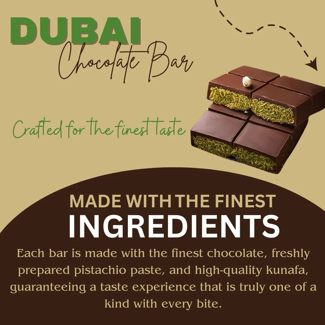 Dubai Kunafa Chocolate Bar 200GMS By Feras Sweets | Rich Chocolate, Creamy Pistachio, Crispy Kunafa, The Viral Dubai Chocolate (BOX OF 6) - Image 6