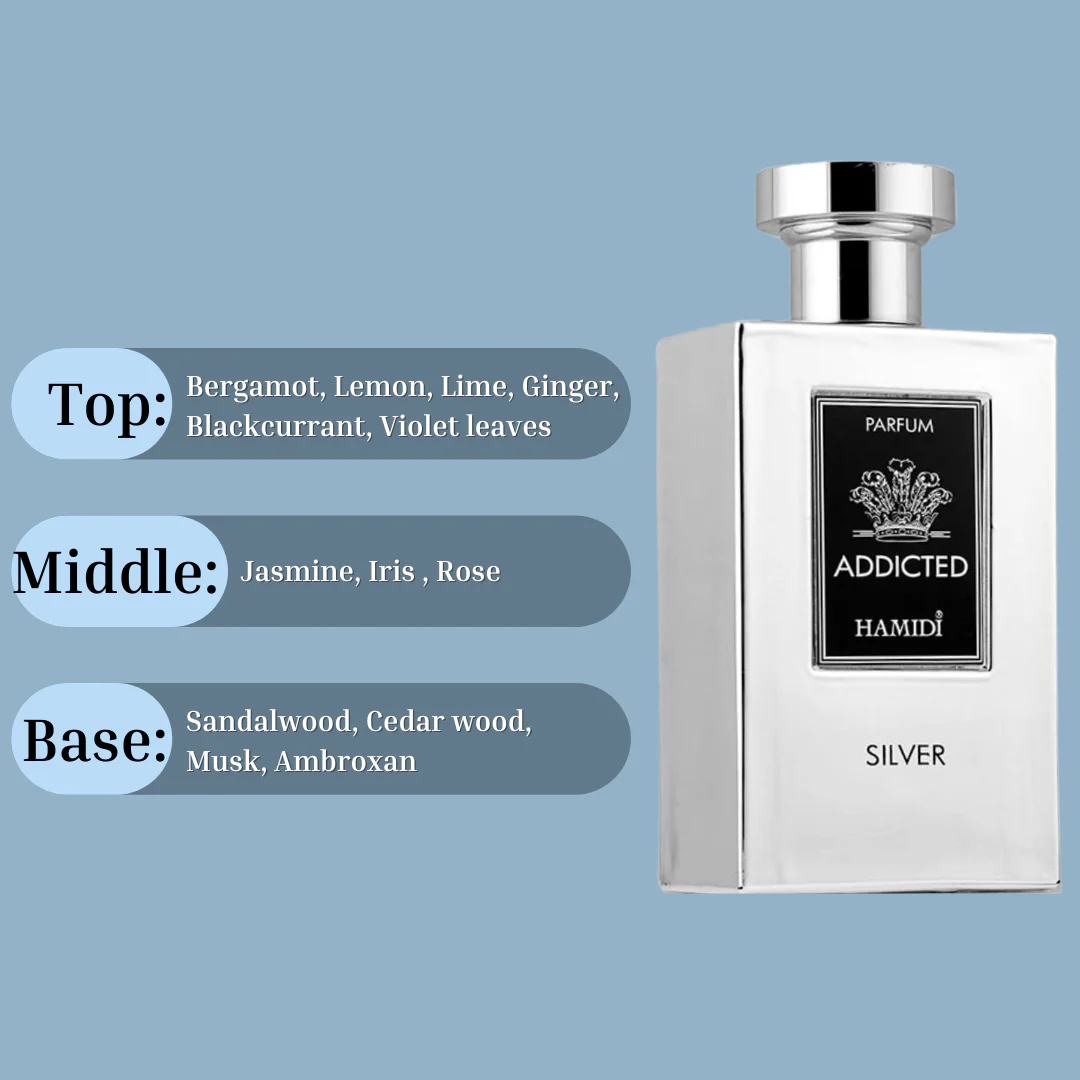 HAMIDI ADDICTED SILVER EDP Spray 120ML (4 OZ) By Hamidi | A Long Lasting And Intense Fragrance. - Image 5