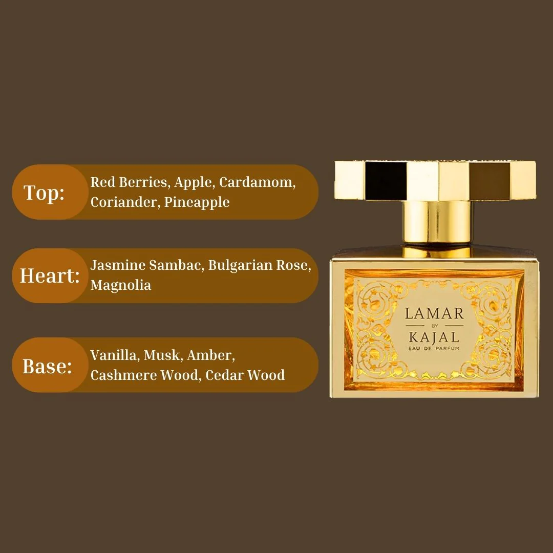 Lamar Eau De Parfum Spray 100ML (3.4 OZ) By Kajal | A Vibrant Fruity-Floral Fragrance With A Rich, Warm Woody Base. - Image 5