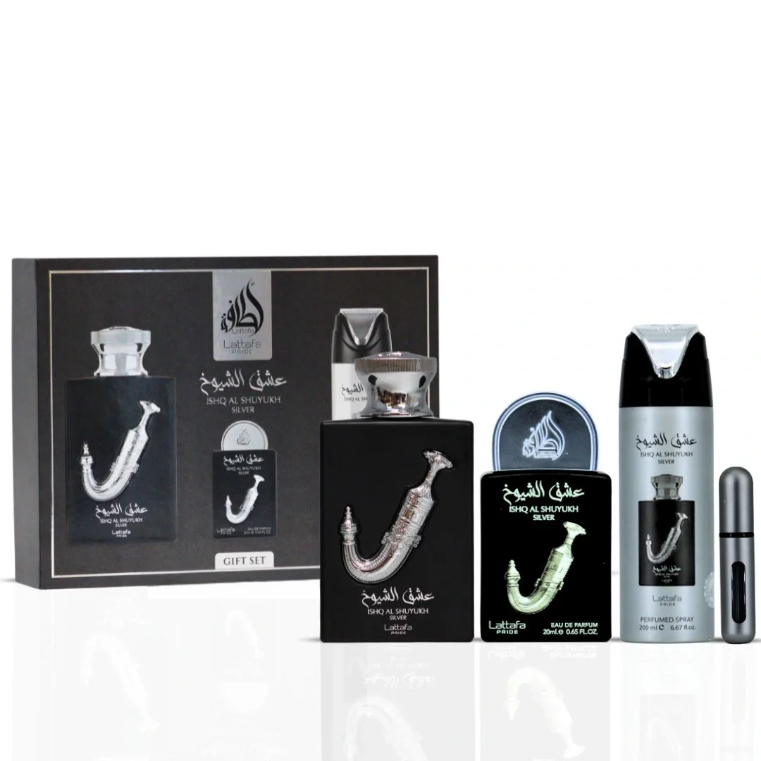 Lattafa Pride Ishq Al Shuyukh Silver 3-Piece Eau de Parfum Gift Set - Image 3