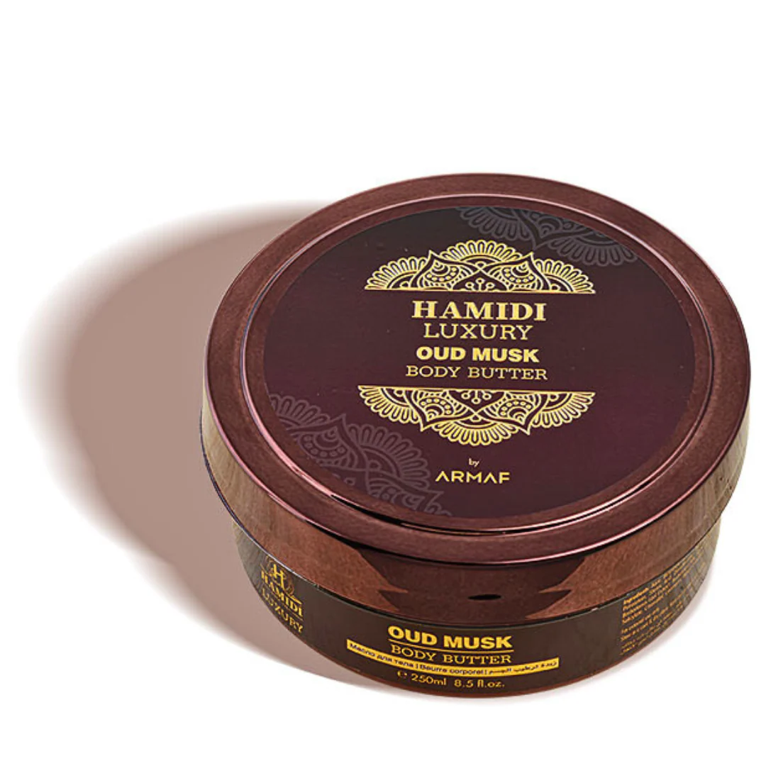 LUXURY OUD MUSK BODY BUTTER 250ML (8.4 OZ) By Hamidi | Ultra Moisturizing & Skin-Nourishing | For Men & Women. - Image 2