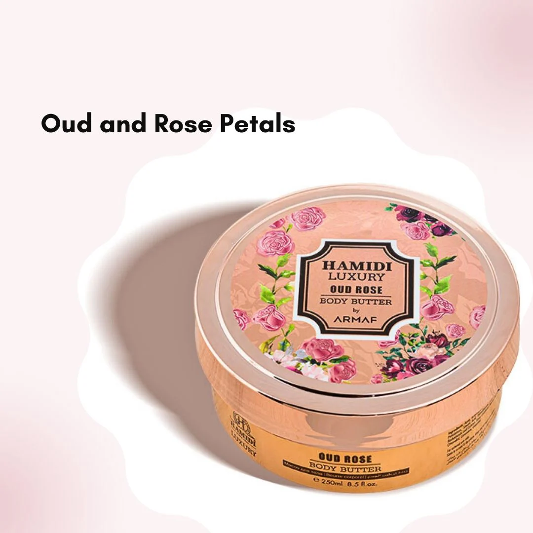 LUXURY OUD ROSE BODY BUTTER 250ML (8.4 OZ) By Hamidi | Ultra Moisturizing & Skin-Nourishing | For Men & Women. - Image 3