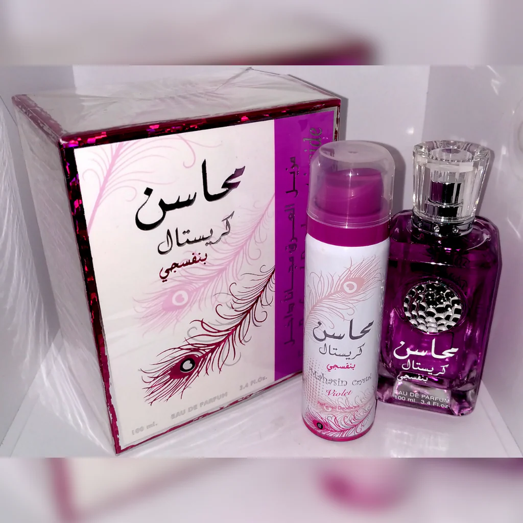 Mahasin Crystal Violet w/ DEO for Women EDP - 100ML (3.4 oz) by Lattafa - Image 4