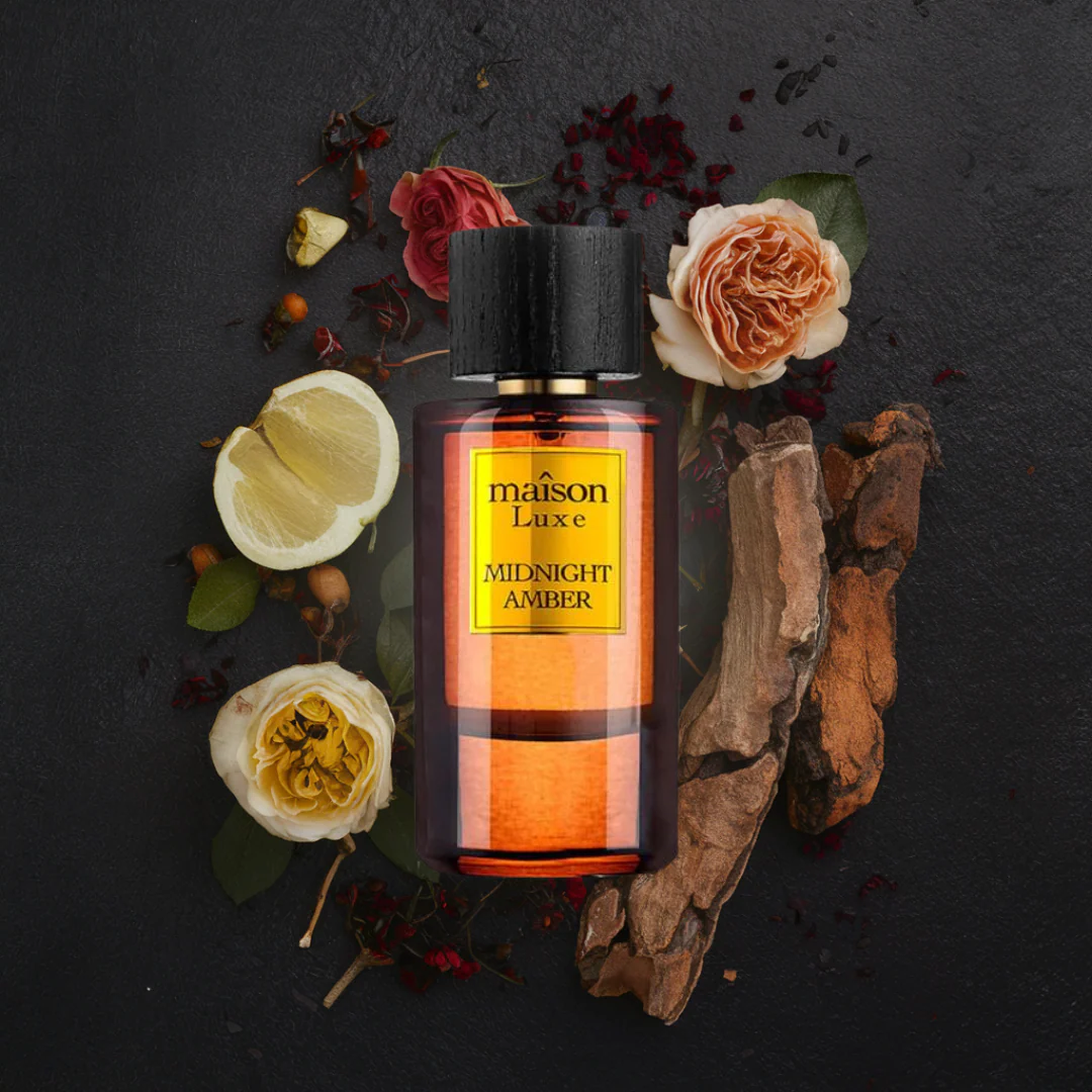MAISON LUXE MIDNIGHT AMBER EDP Spray 110ML (3.8 OZ) By Hamidi | Opulent Floral Fragrance Entwined With Fresh Spices & Woody Scent. - Image 3