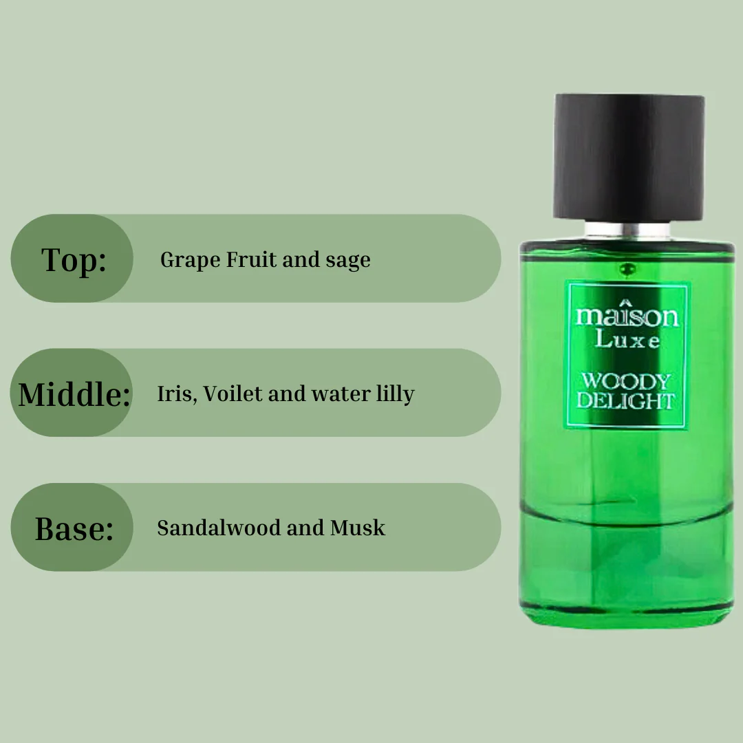 MAISON LUXE WOODY DELIGHT EDP Spray 110ML (3.8 OZ) By Hamidi | Indulge Yourself In The Essence Of Nature With This Captivating Fragrance. - Image 4