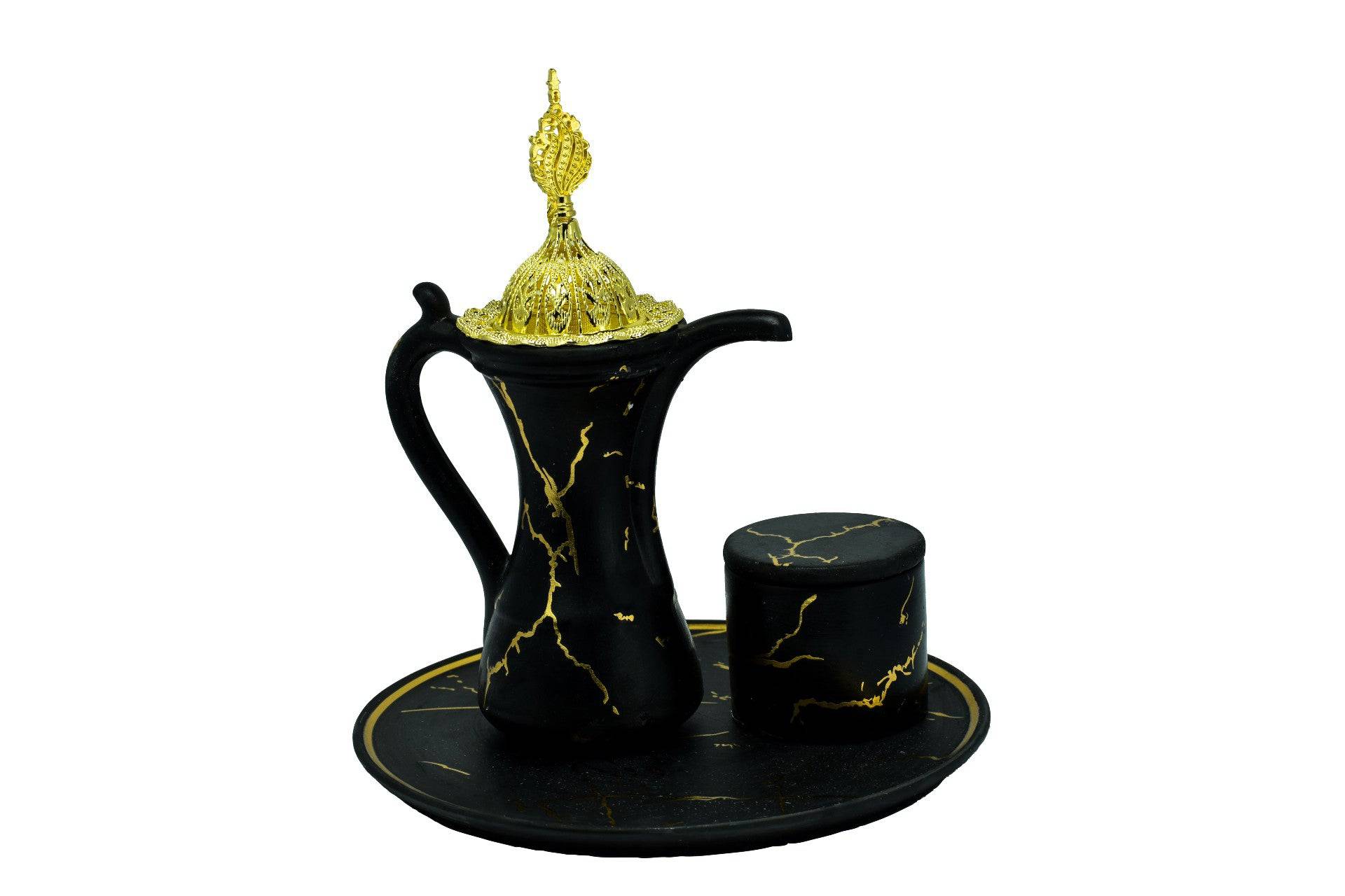 Marble Design Royal Bakhoor Tea Set w/ Circular Tray - Black by Intense Oud - Image 2