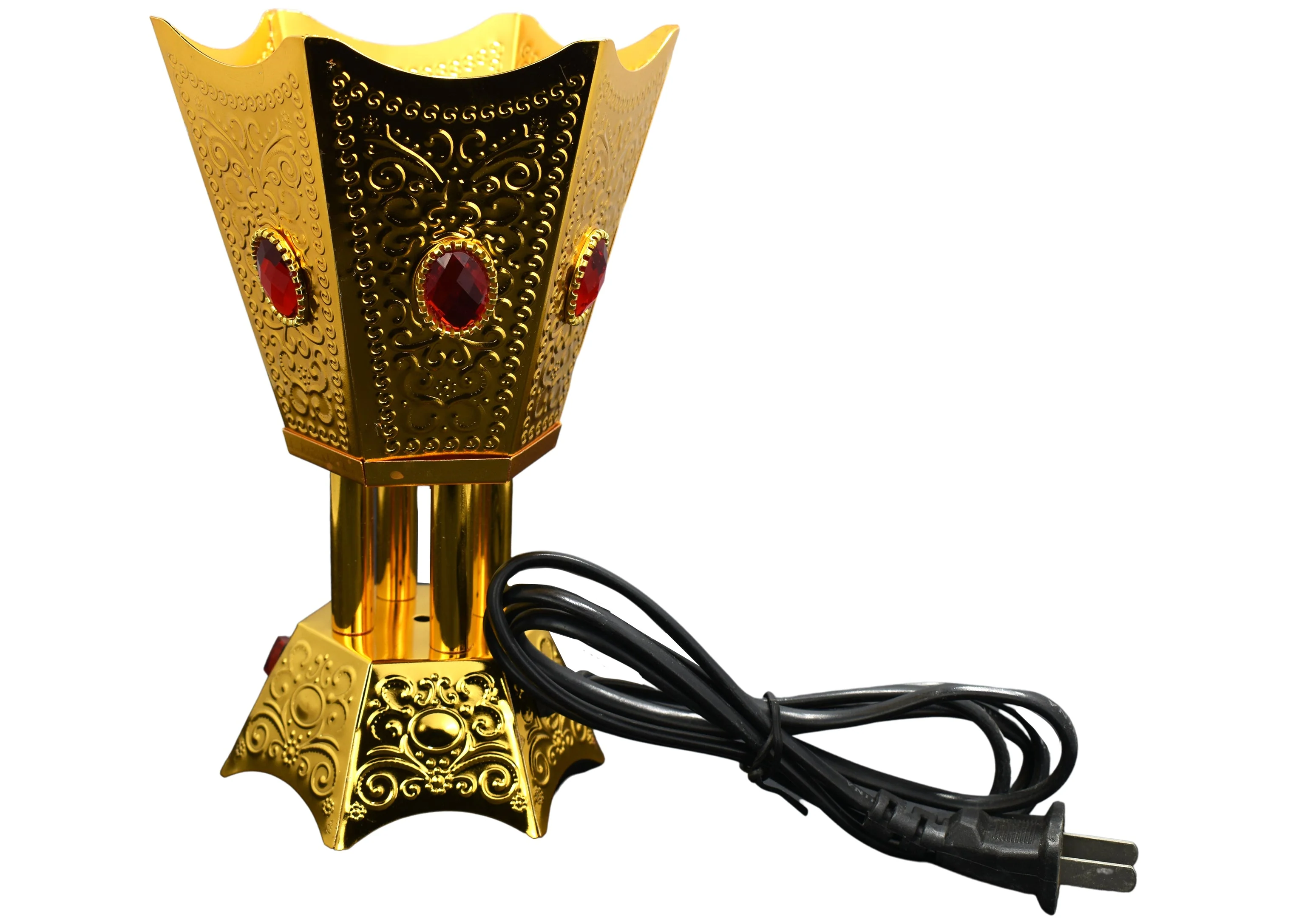 Metalic Ruby Gold Hexagon Shaped Electric Incense Bakhoor Burner by Intense Oud - Image 2