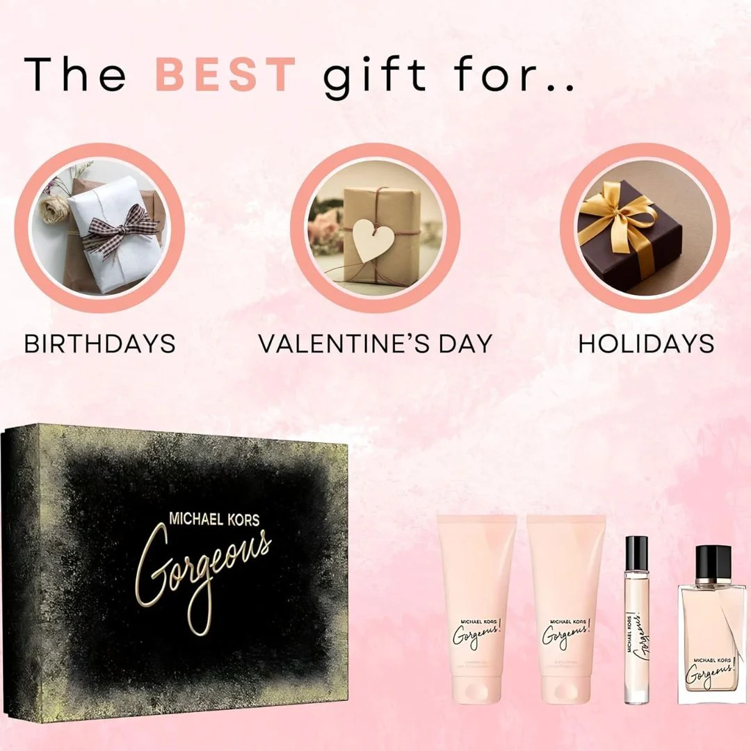 Michael Kors Gorgeous 4Pc Gift Set (3.4oz EDP Spray, 3.4oz Body Lotion, 3.4oz Shower Gel, 10ml EDP Spray) - Image 6