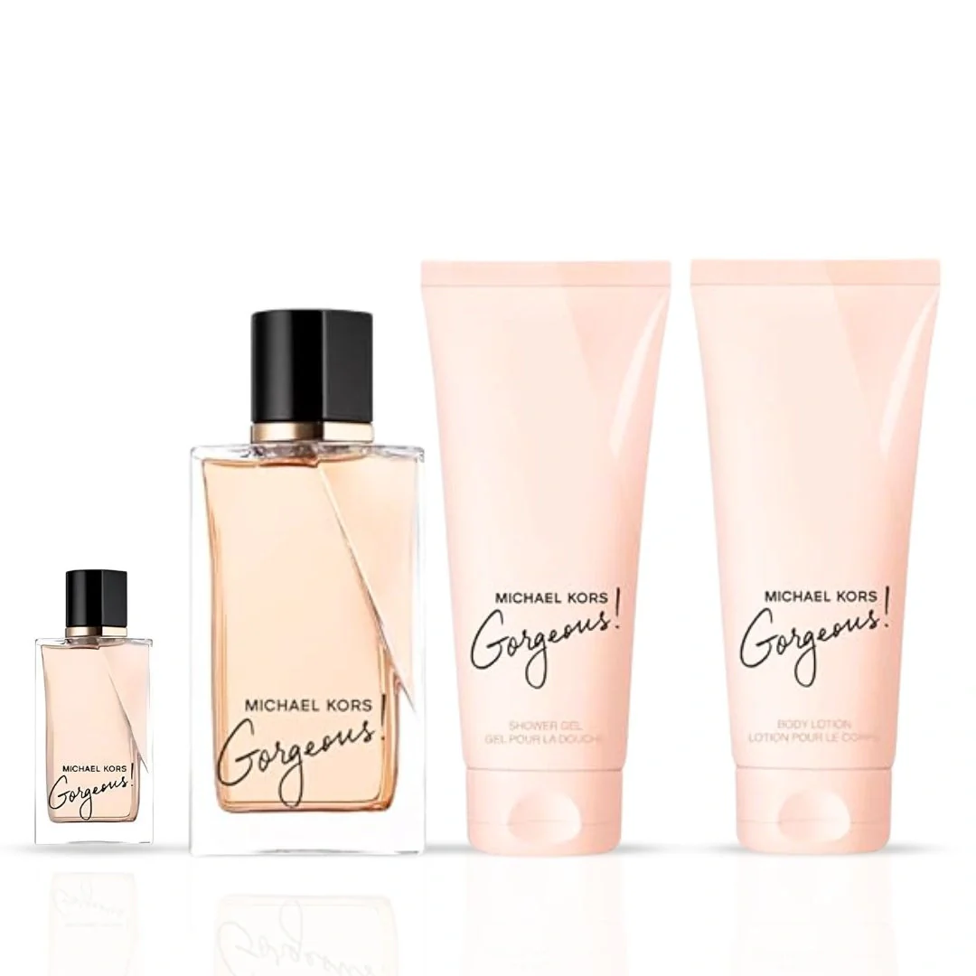 Michael Kors Gorgeous 4Pc Gift Set (3.4oz EDP Spray, 3.4oz Body Lotion, 3.4oz Shower Gel, 5ml EDP Spray) - Image 2