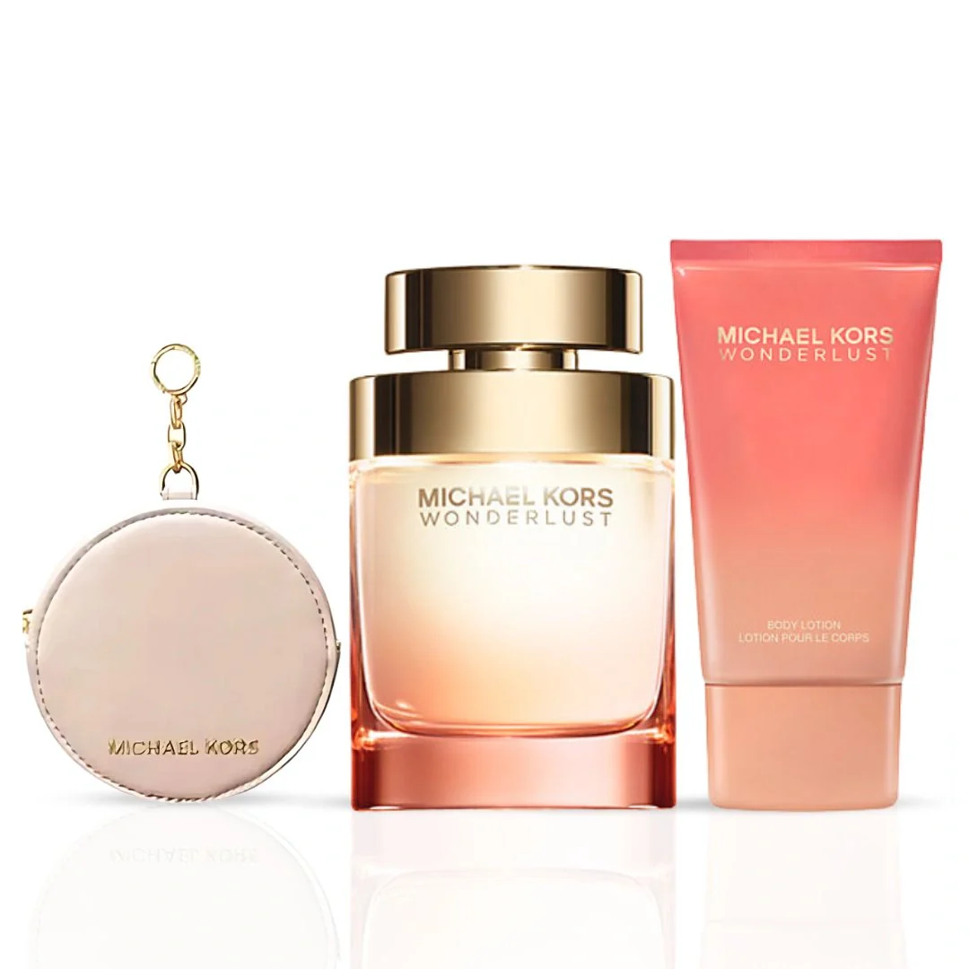 Michael Kors Wonderlust 3Pc Gift Set (3.4oz EDP Spray, 3.4oz Body Lotion, Round Purse) - Image 2