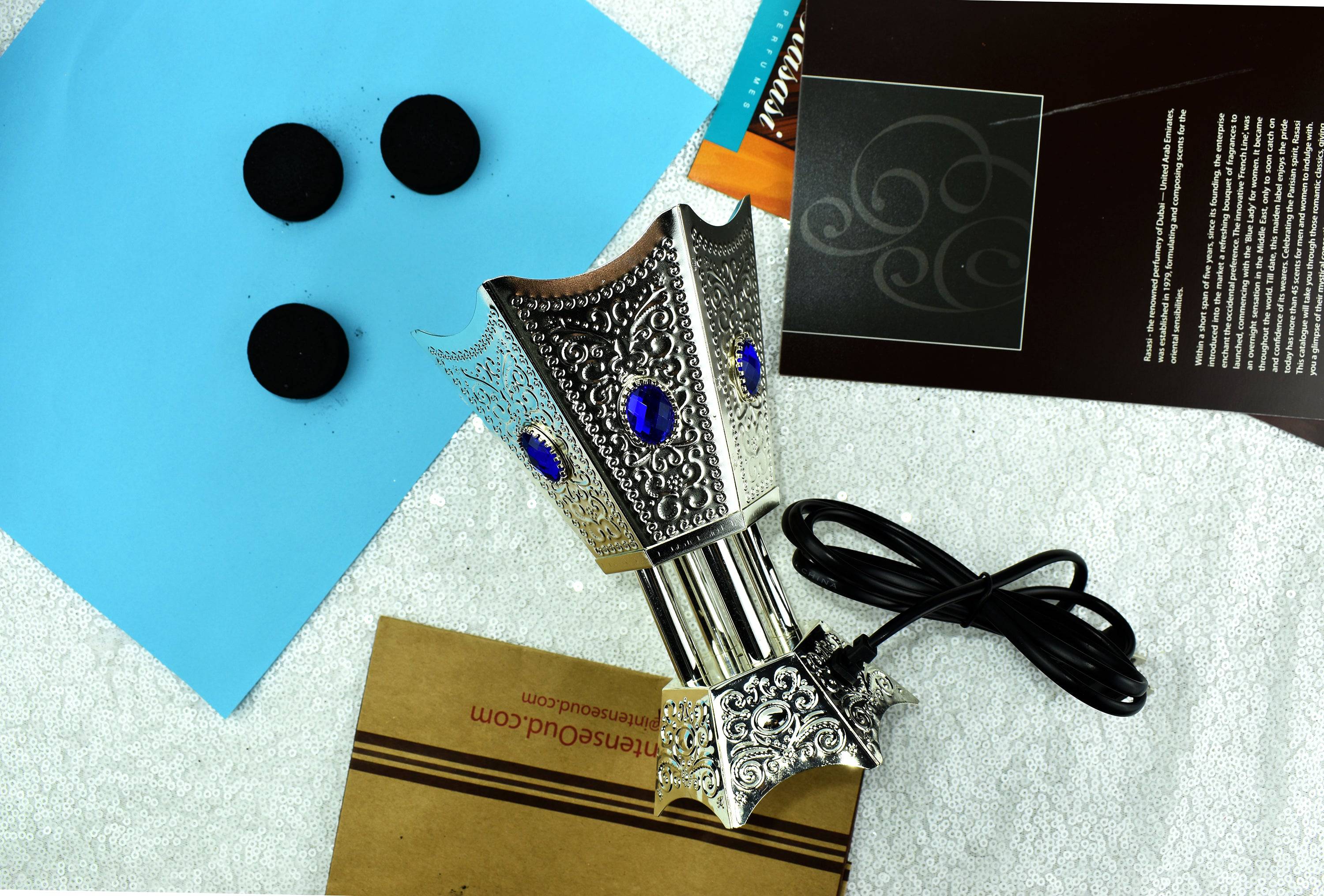 New Sapphire Hexagon Shaped Electric Incense Bakhoor Burner by Intense Oud - Image 4