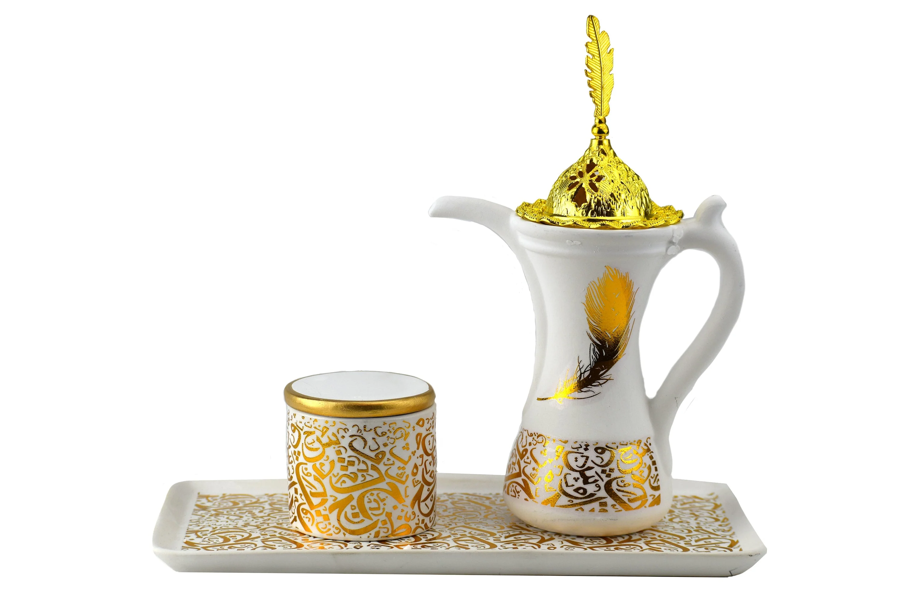 Royal Bakhoor Tea Set w/ Rectangular Tray- White by Intense Oud
