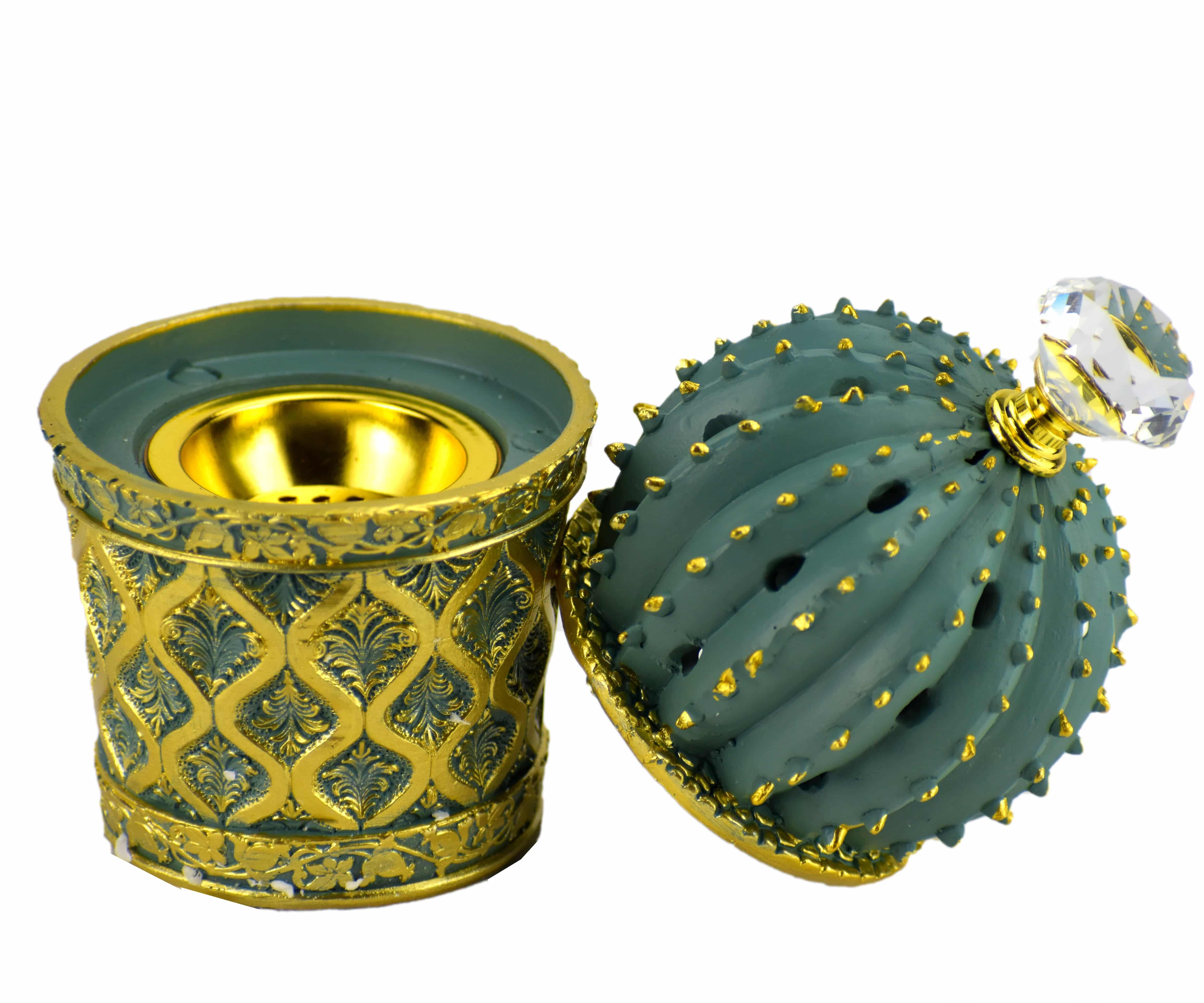 Succulent (Cactus) Style Closed Incense Bakhoor Burner - Teal - Image 3