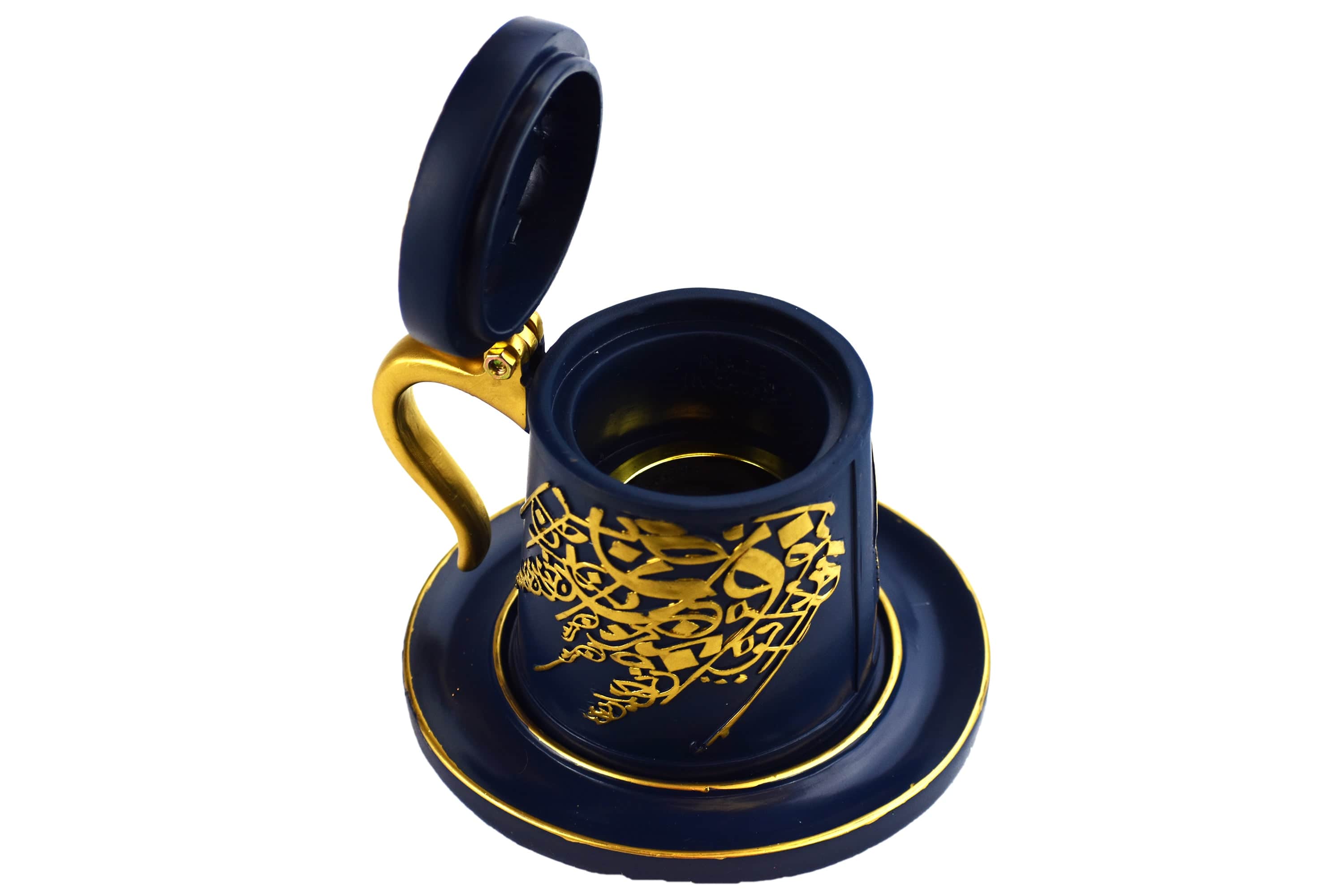 Tea Cup Style Closed Incense Bakhoor Burner - Navy Blue - Image 3