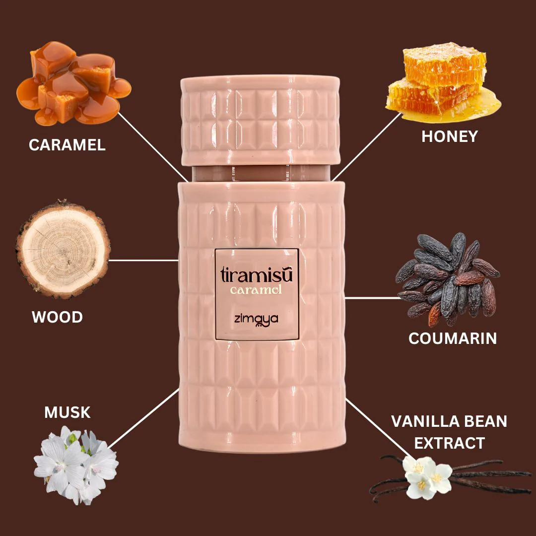 Tiramisu Caramel Eau De Parfum Spray 100ML (3.4 OZ) by Zimaya | A Sweet Blend of Caramel, Honey & Whiskey for a Sensual & Slightly Boozy Fragrance. - Image 6