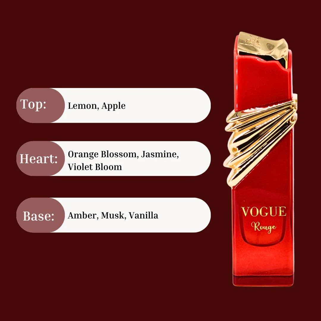 Vogue Rouge EDP Spray 100ML (3.4 OZ) By Maison Alhambra | Long Lasting, Fruity, Floral, Warm Scent. - Image 5